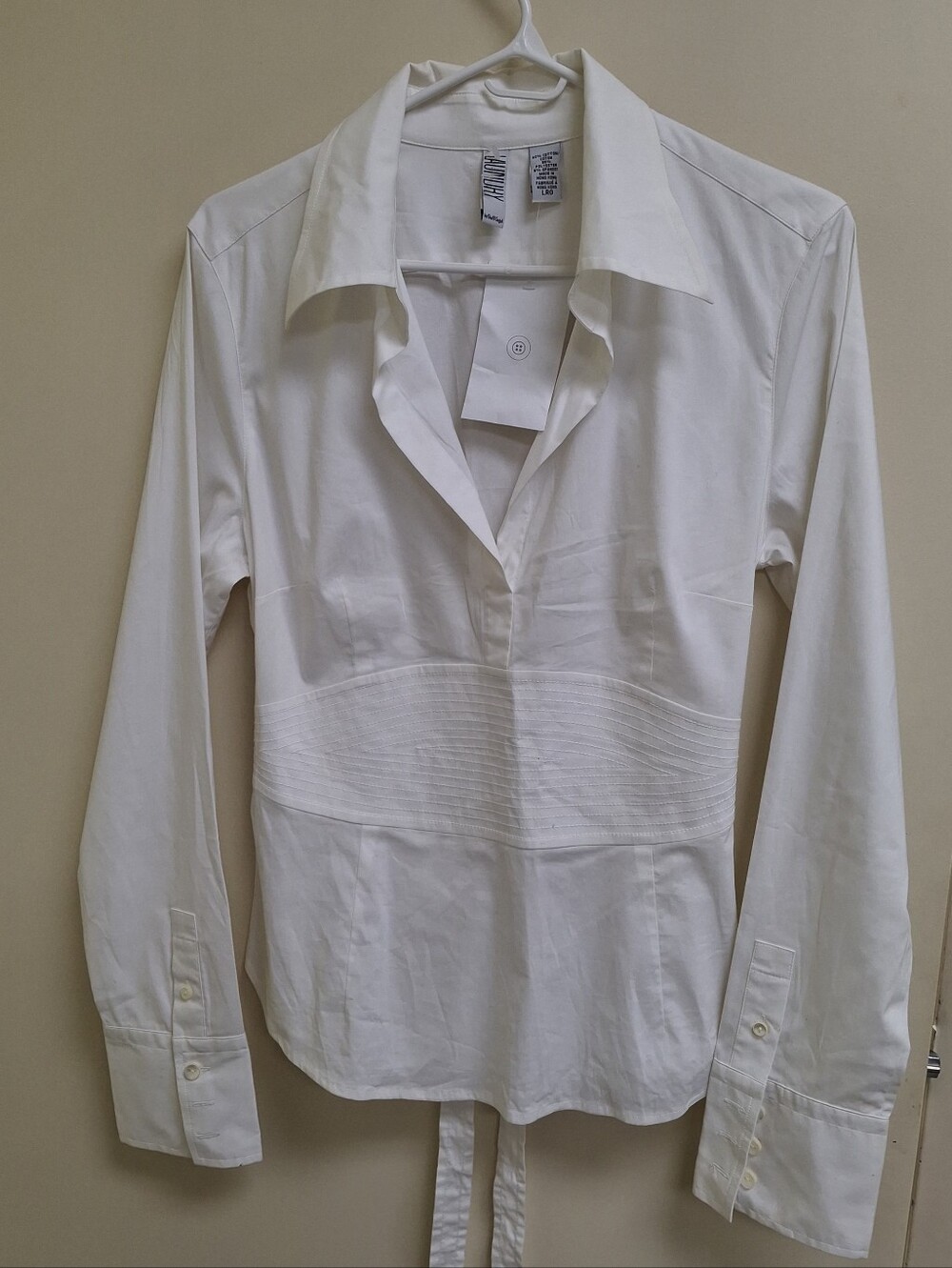 White Long Sleeve Button-Front Blouse
